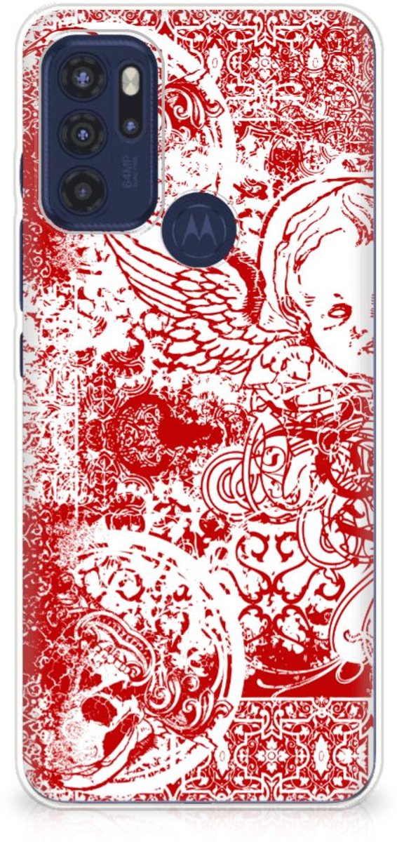 Silicone Back Case Motorola Moto G60s Angel Skull Rood