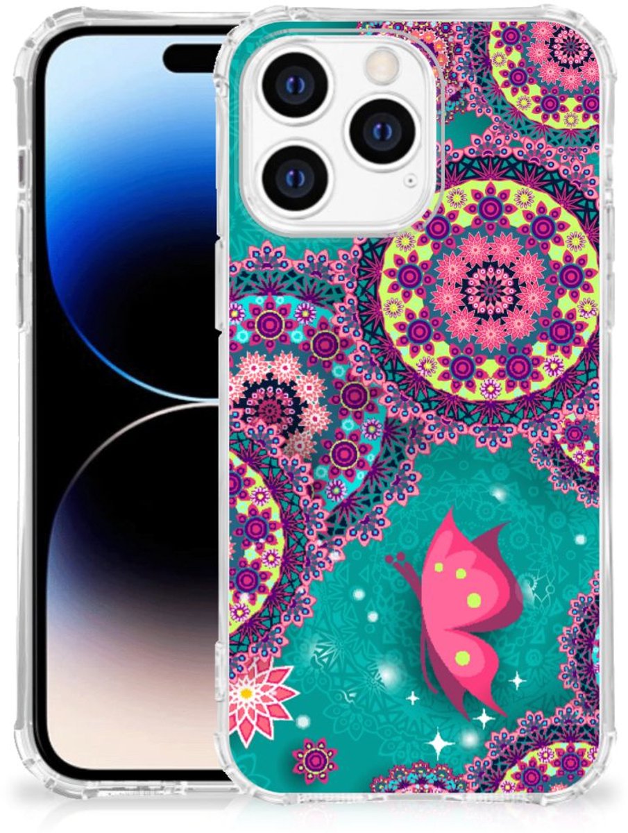 Apple iPhone 14 Pro Max Back Cover Cirkels en Vlinders