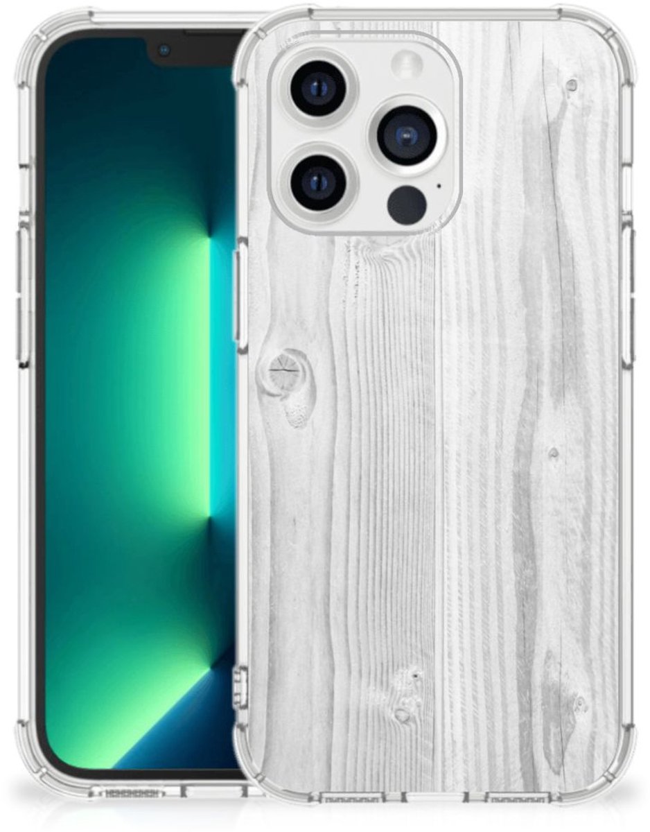 iPhone 13 Pro Max Stevig Telefoonhoesje White Wood