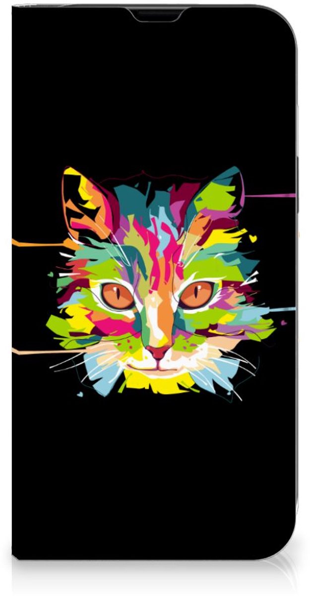 Book Case voor iPhone 13 Magnet Case Cat Color