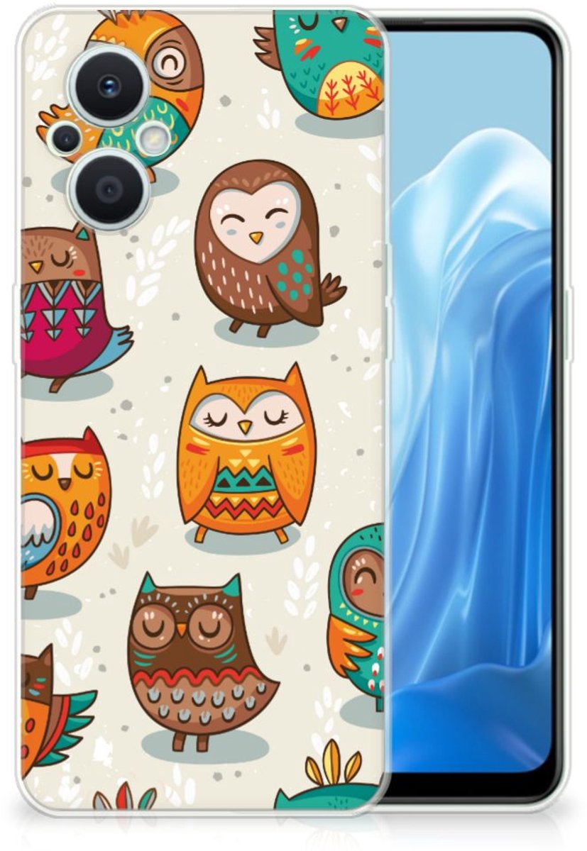 OPPO Reno8 Lite TPU Hoesje Vrolijke Uilen