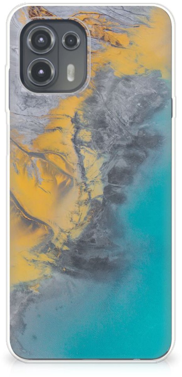 Motorola Edge 20 Lite TPU Siliconen Hoesje Marble Blue Gold
