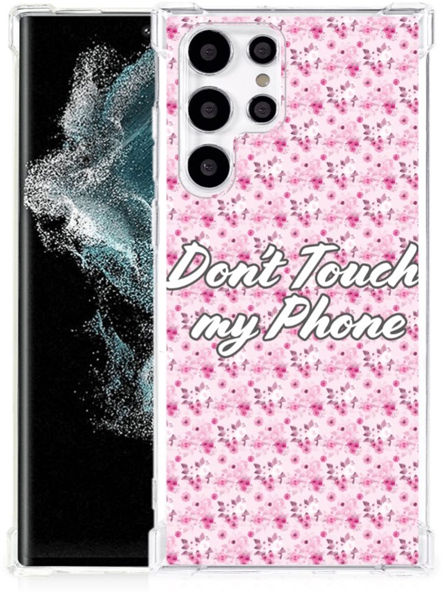 Samsung Galaxy S22 Ultra Anti Shock Case Flowers Pink DTMP
