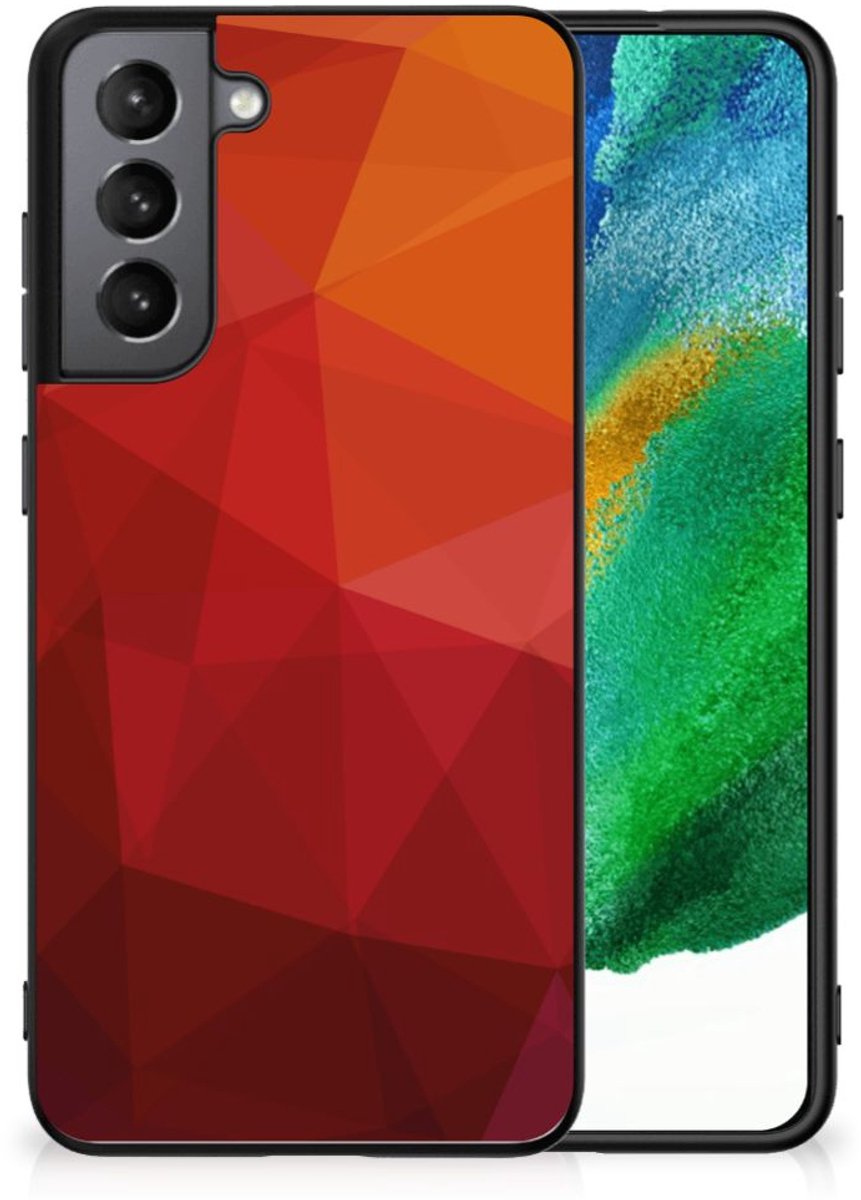 Backcover voor Samsung Galaxy S21FE Polygon Red
