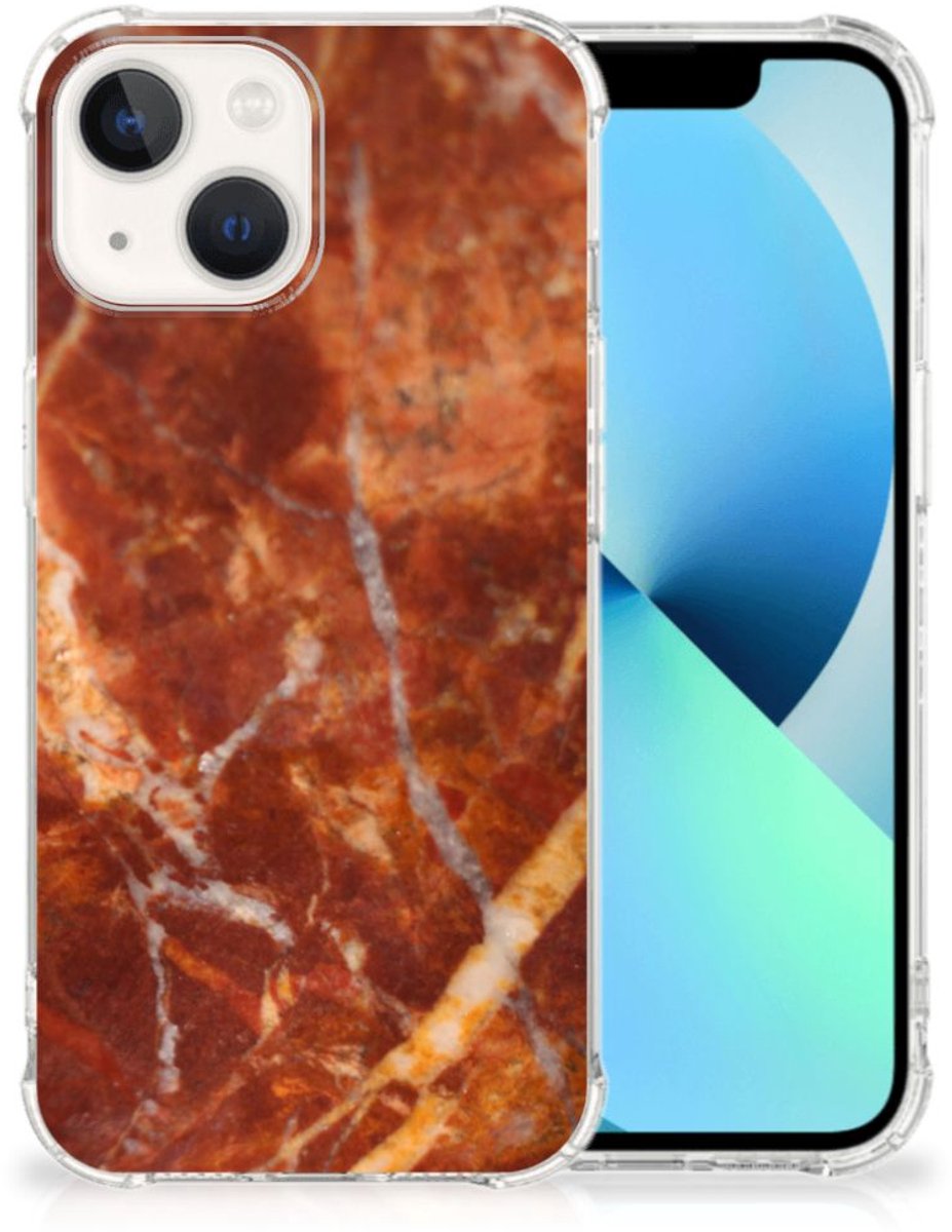 iPhone 13 Anti-Shock Hoesje Marmer Bruin