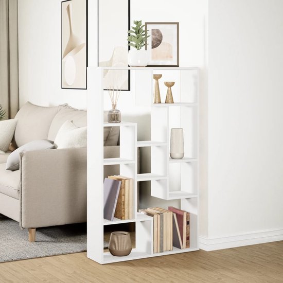 vidaXL - Bibliothèque - 72x20x120 - cm - décoré - bois - blanc