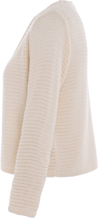 Gilet tricoté Knit Factory Isa - Gilet tricoté pour femme - Gilet d'été pour femme - Gilet court à hauteur de hanches - Gilet femme en 50% coton et 50% acrylique - Beige - 40/42