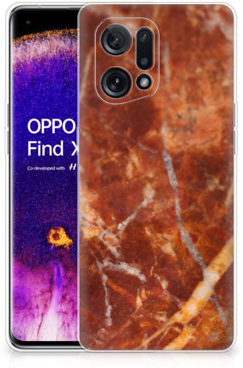 OPPO Find X5 TPU Siliconen Hoesje Marmer Bruin