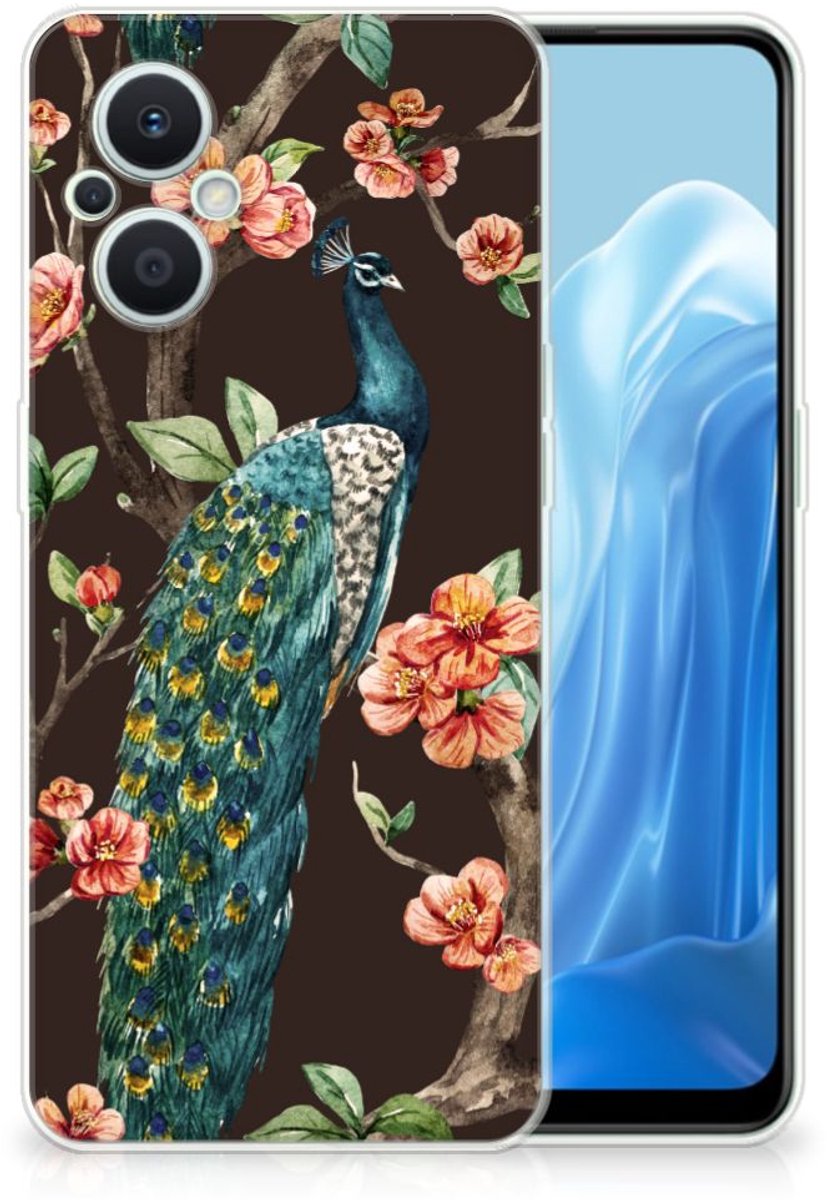 OPPO Reno8 Lite TPU Hoesje Pauw met Bloemen