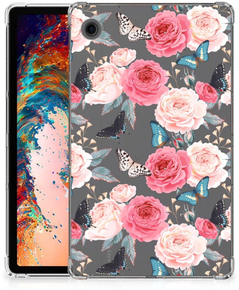 Samsung Galaxy Tab A9 Siliconen Hoesje Butterfly Roses