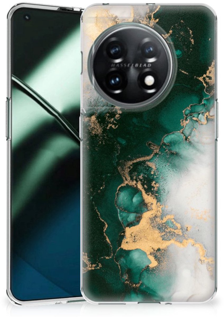 TPU Siliconen Hoesje voor OnePlus 11 Marmer Groen