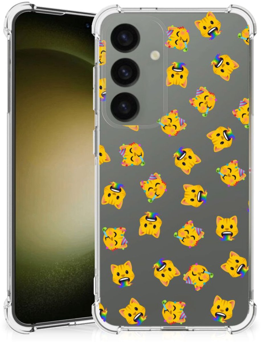 Doorzichtige Silicone Hoesje voor Samsung Galaxy S24 Katten Emojis