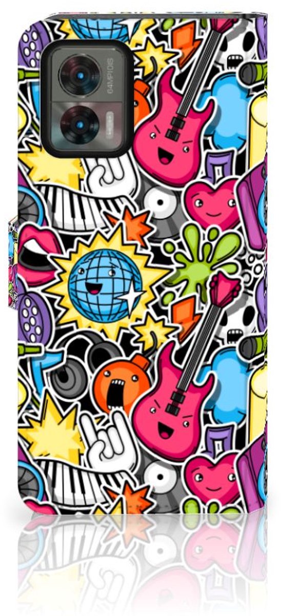 Motorola Edge 30 Neo Wallet Case met Pasjes Punk Rock