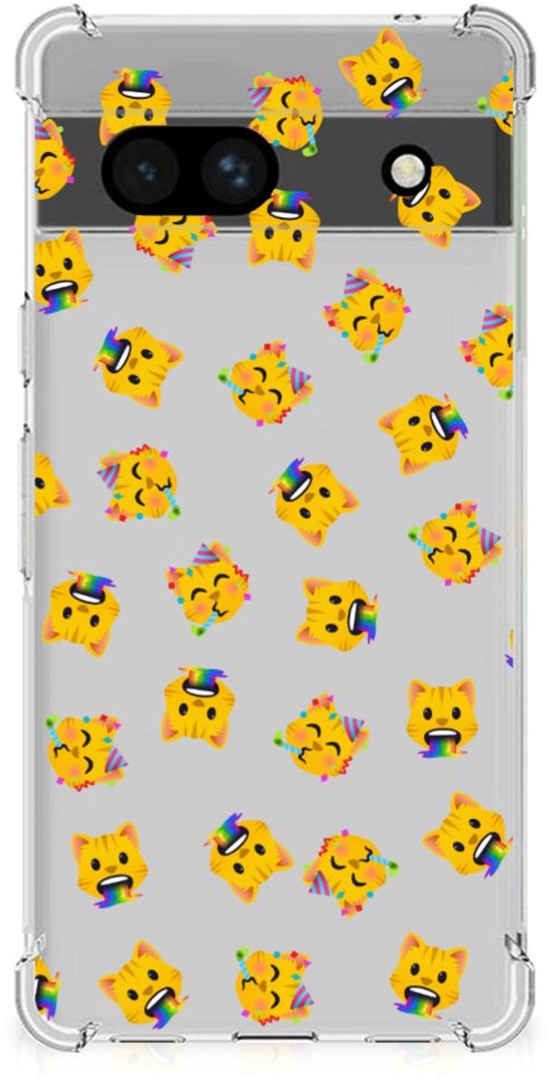 Doorzichtige Silicone Hoesje voor Google Pixel 7A Katten Emojis
