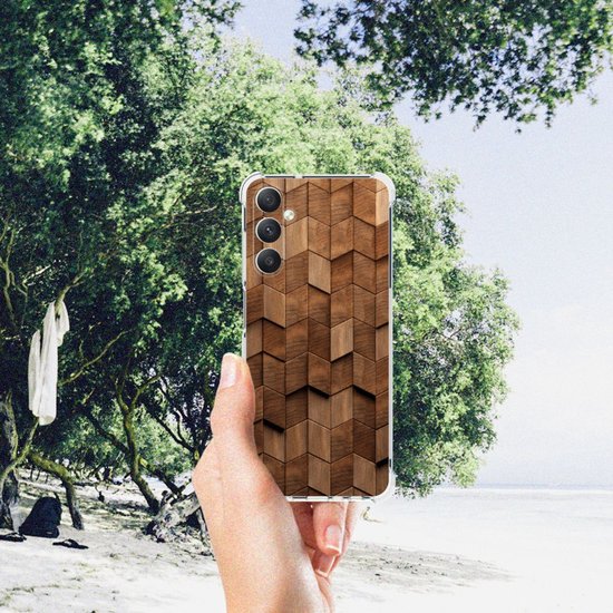 Coque de téléphone robuste adaptée au Samsung Galaxy A05s Cubes en Bois