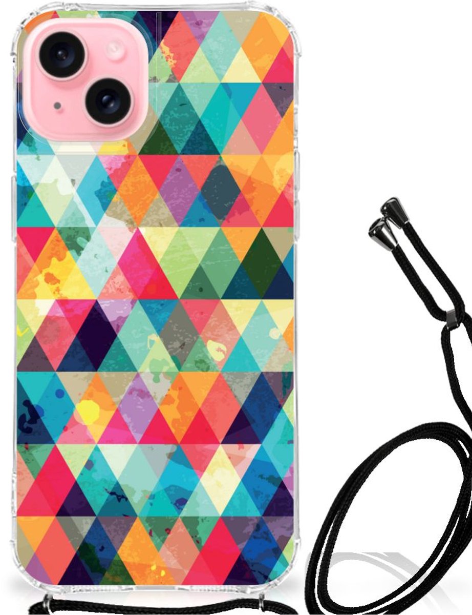 Back Cover voor iPhone 15 Plus Doorzichtige Silicone Hoesje Geruit