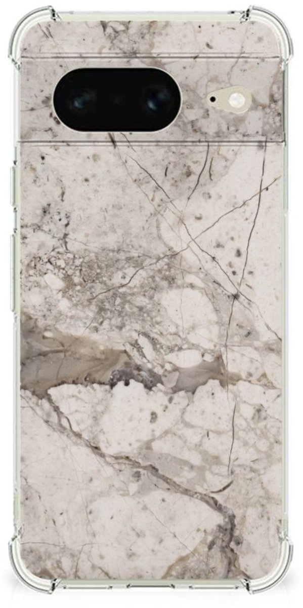 Google Pixel 8 Anti-Shock Hoesje Marmer Beige