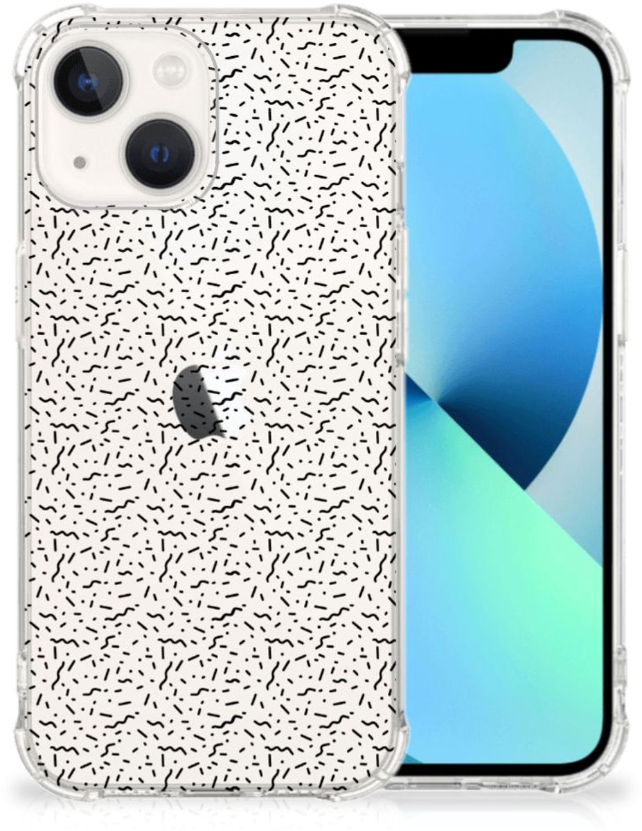 Back Cover voor iPhone 13 Doorzichtige Silicone Hoesje Stripes Dots