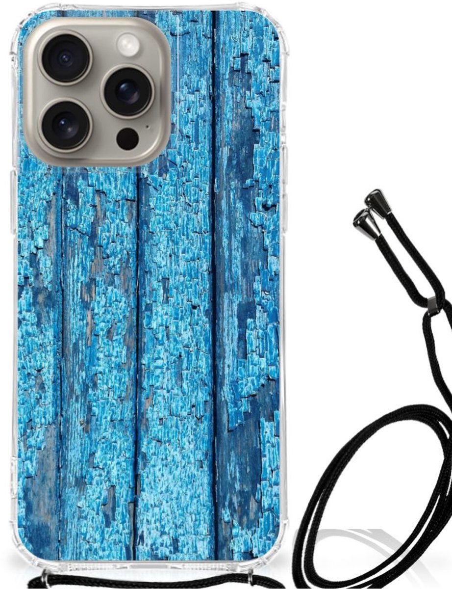 iPhone 15 Pro Max Stevig Telefoonhoesje Wood Blue