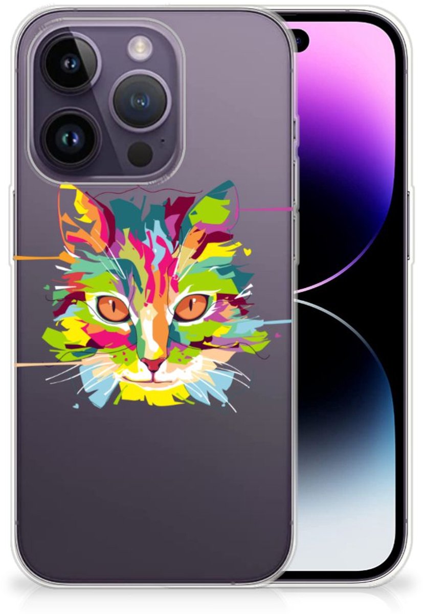 TPU Hoesje voor Apple iPhone 14 Pro Telefoonhoesje met Naam Cat Color