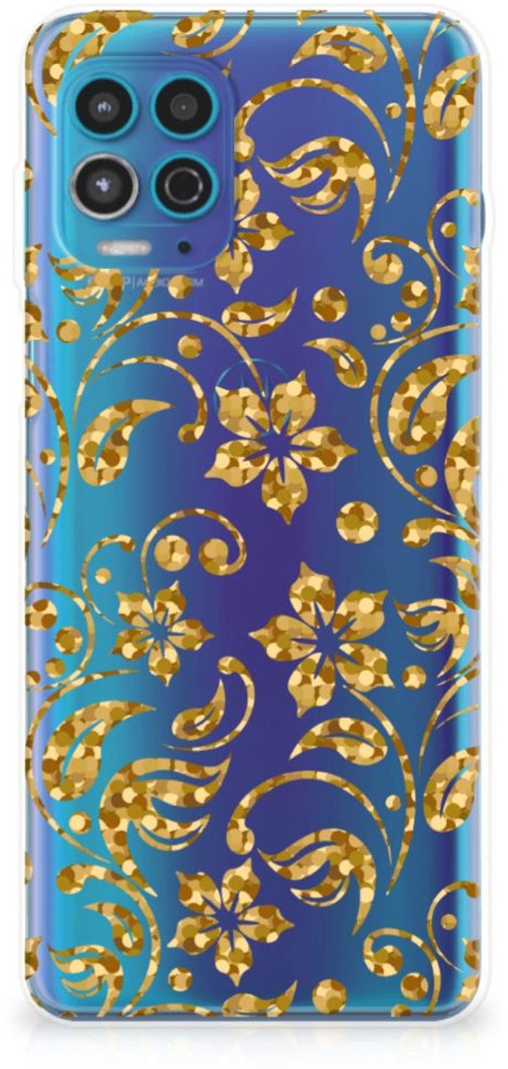 Motorola Moto G100 TPU Case Gouden Bloemen