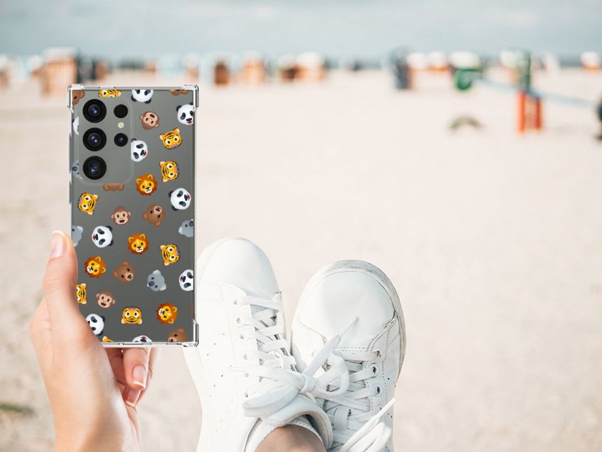 Doorzichtige Silicone Hoesje voor Samsung Galaxy S24 Ultra Dieren Emojis