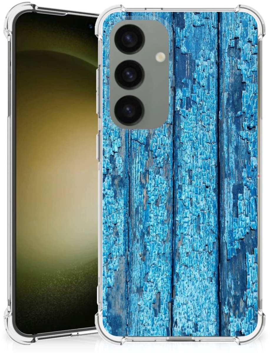 Back Cover voor Samsung Galaxy S24 Stevig Telefoonhoesje Wood Blue