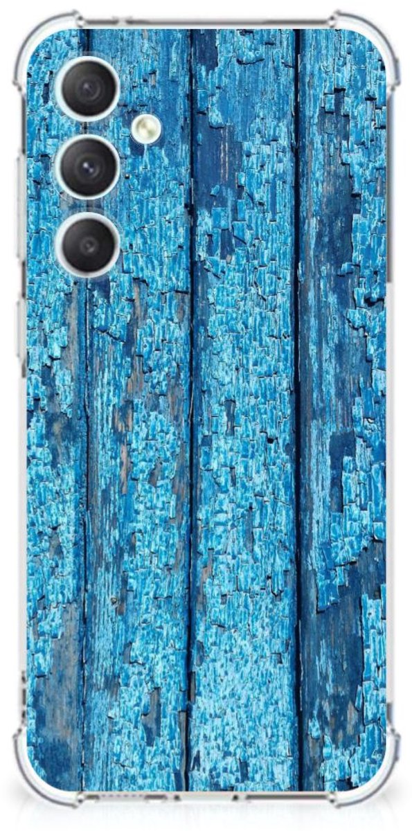 Back Cover voor Samsung Galaxy S23 FE Stevig Telefoonhoesje Wood Blue