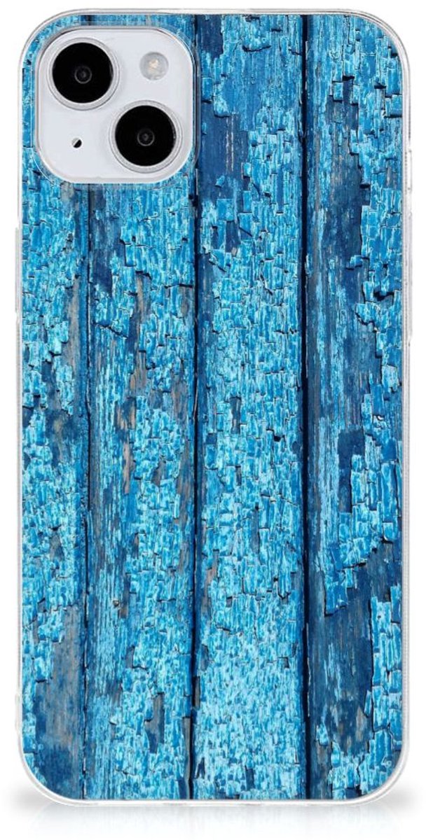 iPhone 15 Bumper Hoesje Wood Blue