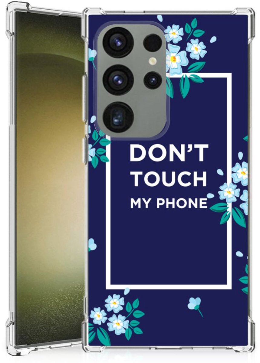 Samsung Galaxy S24 Ultra Anti Shock Case Flowers Blue DTMP