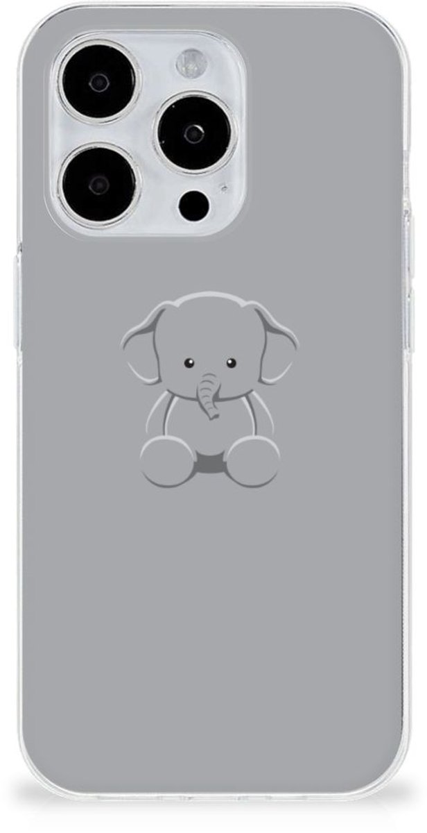 iPhone 15 Pro Telefoonhoesje met Naam Grijs Baby Olifant