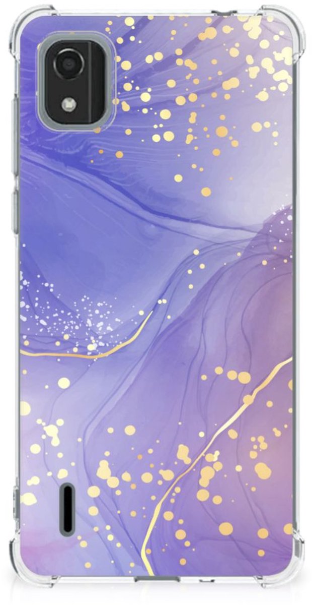 TPU Case Anti-Shock voor Back Cover voor Nokia C2 2nd Edition Watercolor Paars