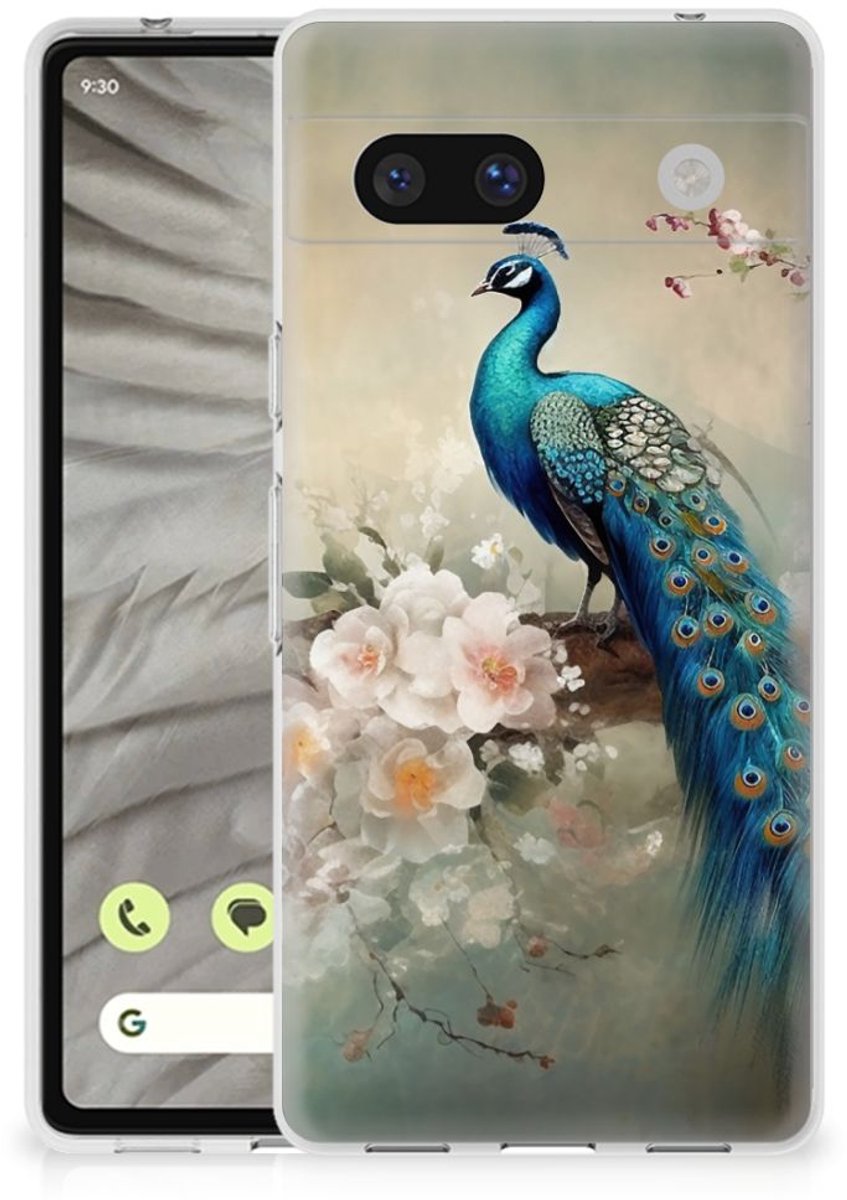 TPU Hoesje voor Google Pixel 7A Vintage Pauwen
