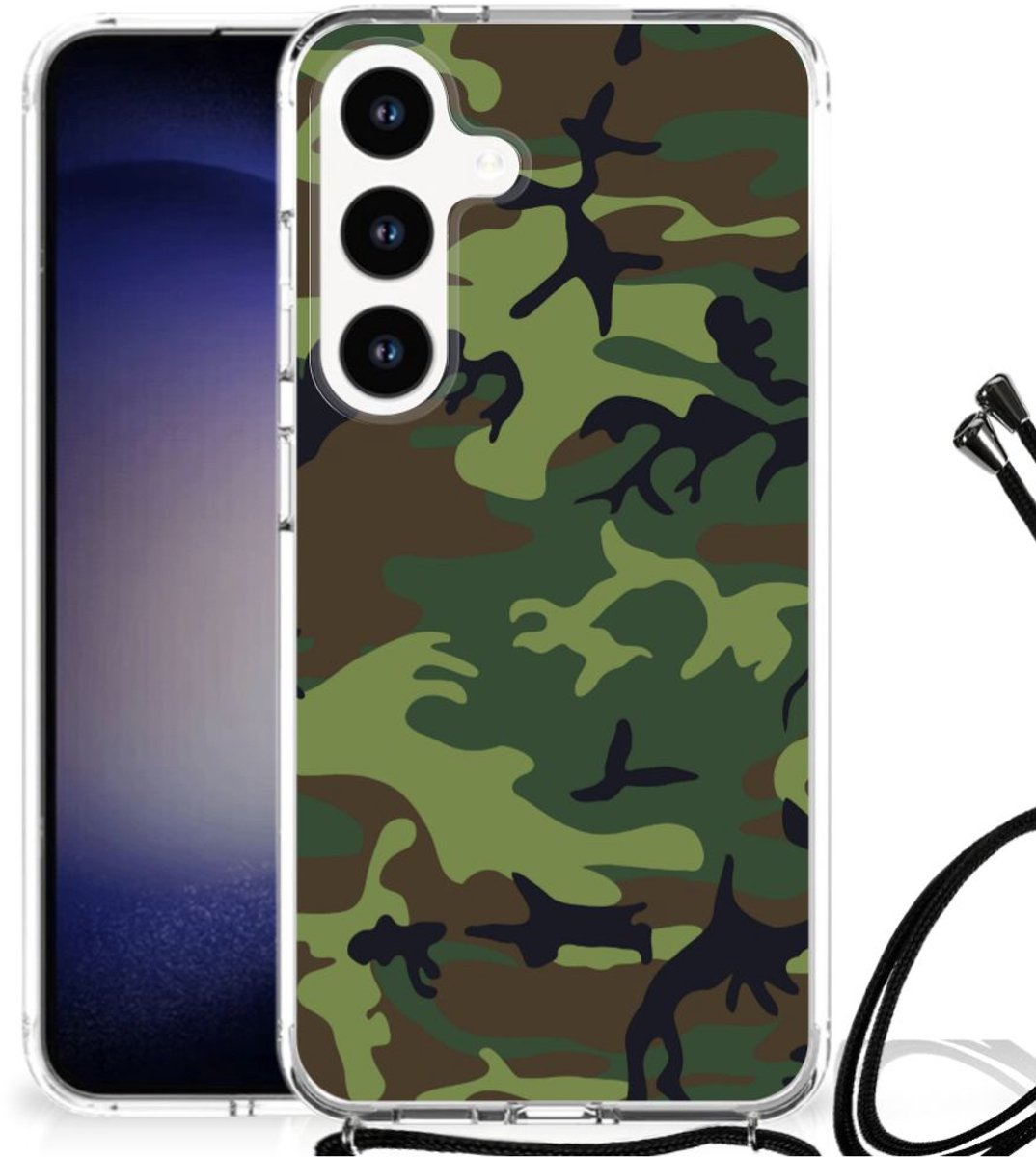 Samsung Galaxy S24 Doorzichtige Silicone Hoesje Army Dark