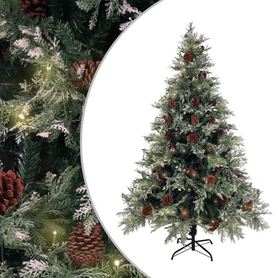 Kerstboom met dennenappels 150 cm PVC en PE groen