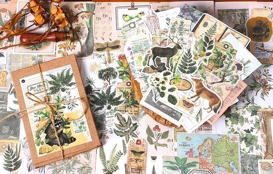 Deco Sticker- & Papierset - Vintage Script Flora - 200 stuks