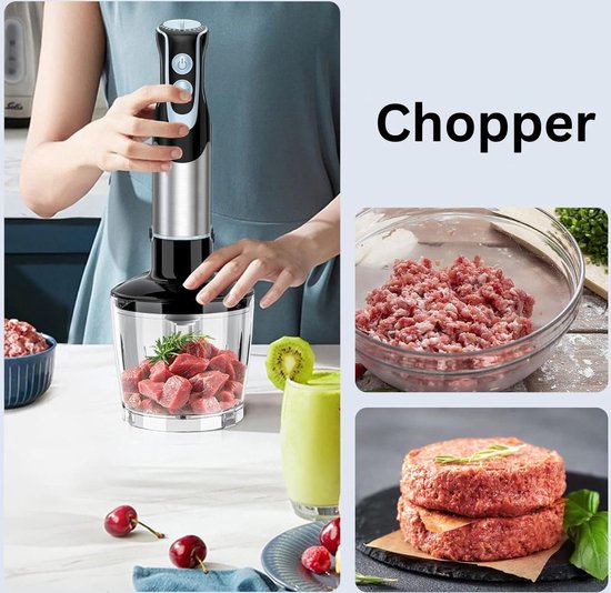 VELTRR® Staafmixer - Hakmolen - Keukenmachine - Zilver met Zwart van Merkloos — afbeelding 5