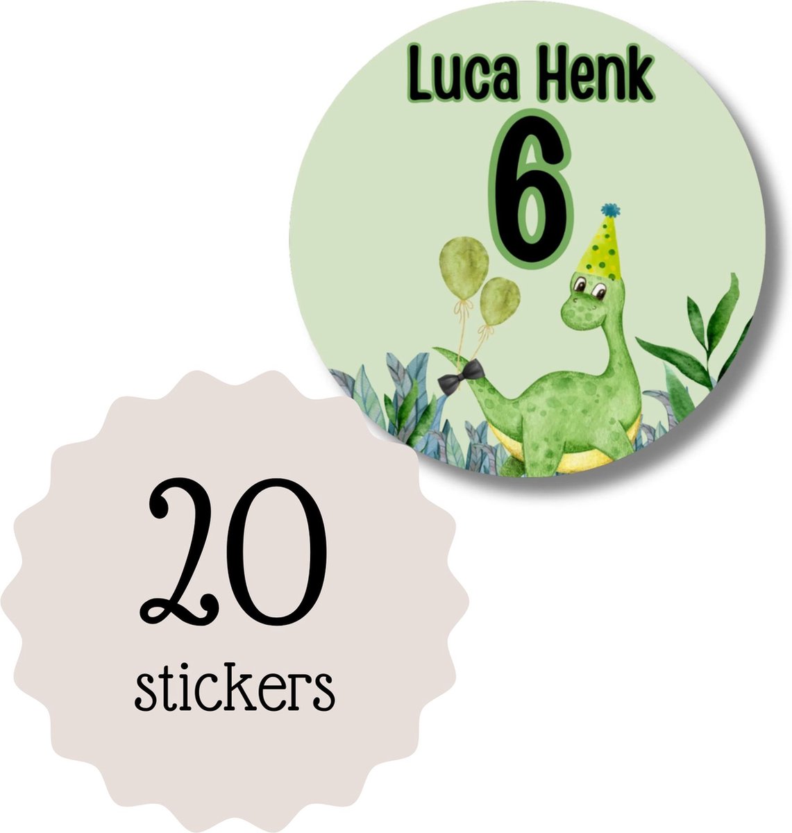 Dino Traktatie Uitdeelset - Compleet Feestpakket met Uitnodigingen, Gepersonaliseerde Stickers en Transparante Zakjes — afbeelding 5
