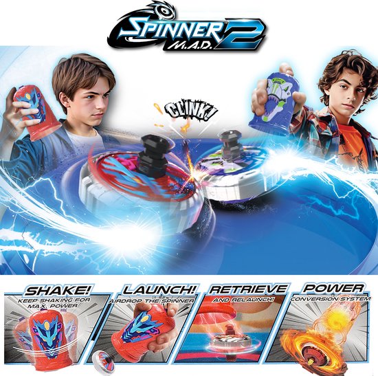 Spinner Mad Shake 2 – Toupie De Combat Gyroscope Avancé Dark Bull – Jouet Garçons Filles 5 Ans+
