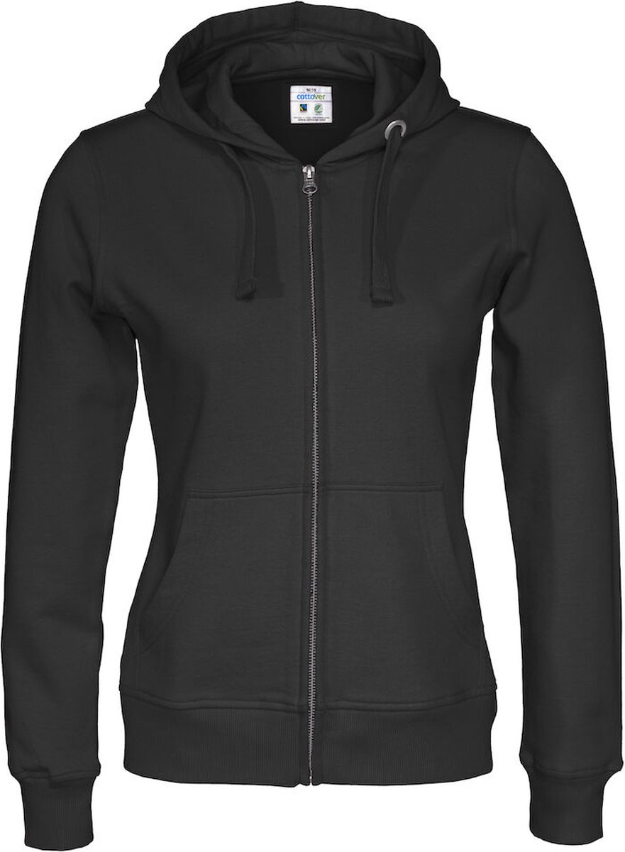 Cottover HOODIE FULL ZIP LADY - GOTS GECERTIFICEERD 141009 - Zwart - XS