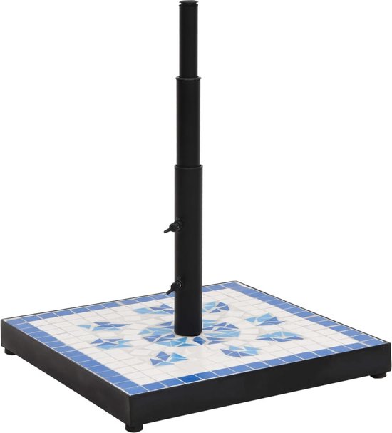 vidaXL Parasolvoet 12 kg blauw en wit Parsol Voet - Parasol Basis - Parasol Stand - Tuinset - Buitendecoratie