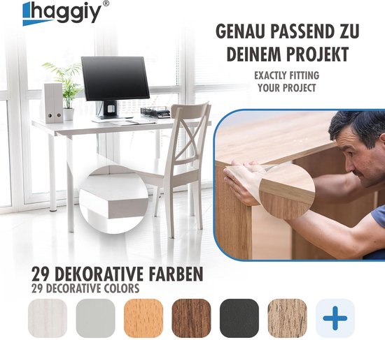 WordPress® 19 mm Matwitte Melamine Voorgelijmd Fineer Kantenband - Rol van 50 m - Makkelijk Doe-het-Zelf op te Strijken Applicatie