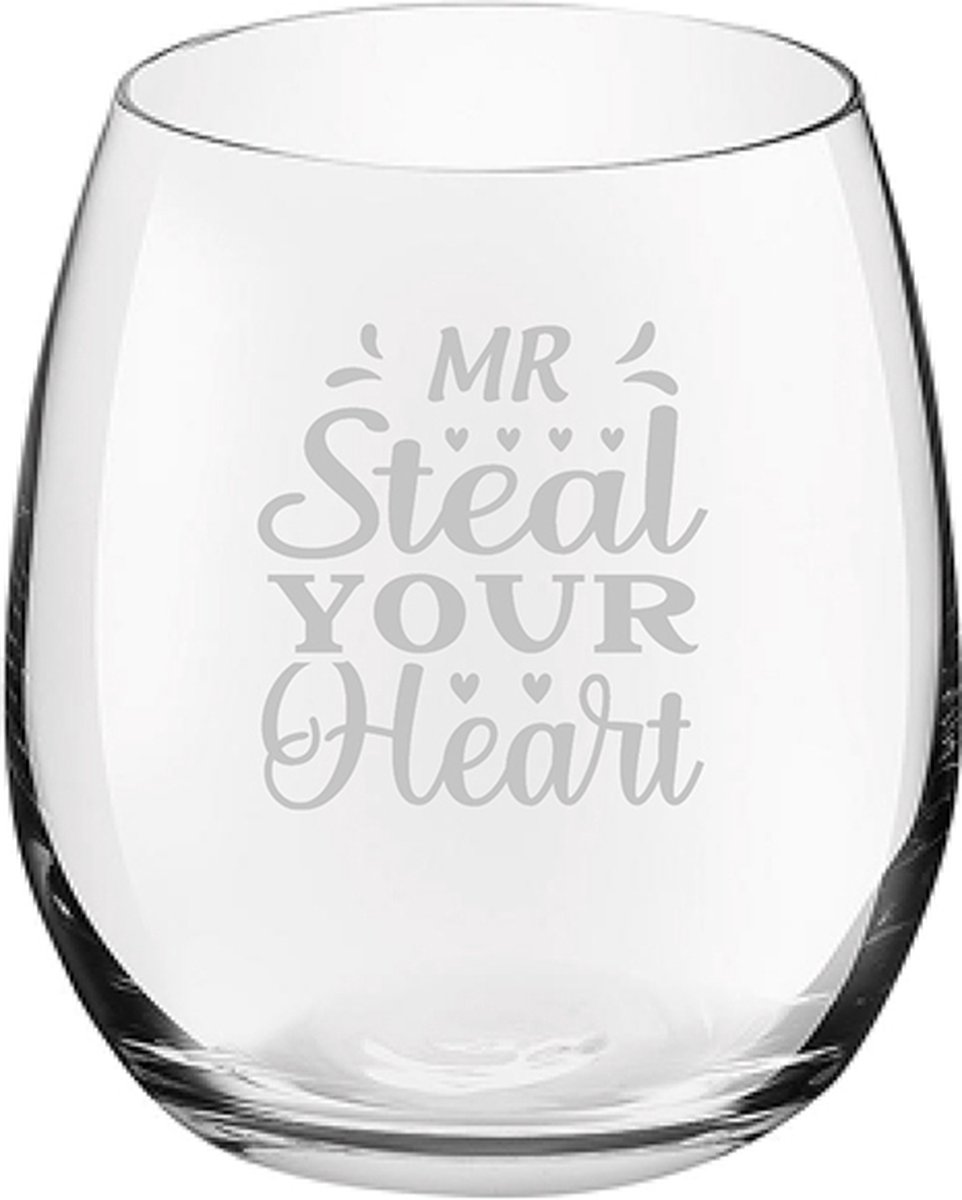 Gegraveerde drinkglas 39cl Mr. Steal your heart