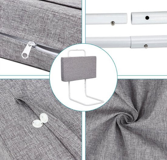 Barrière latérale pour levage vertical 5 trous réglable en hauteur, protection antichute pour lit et berceau Longueur 60 cm Hauteur 28cm gris