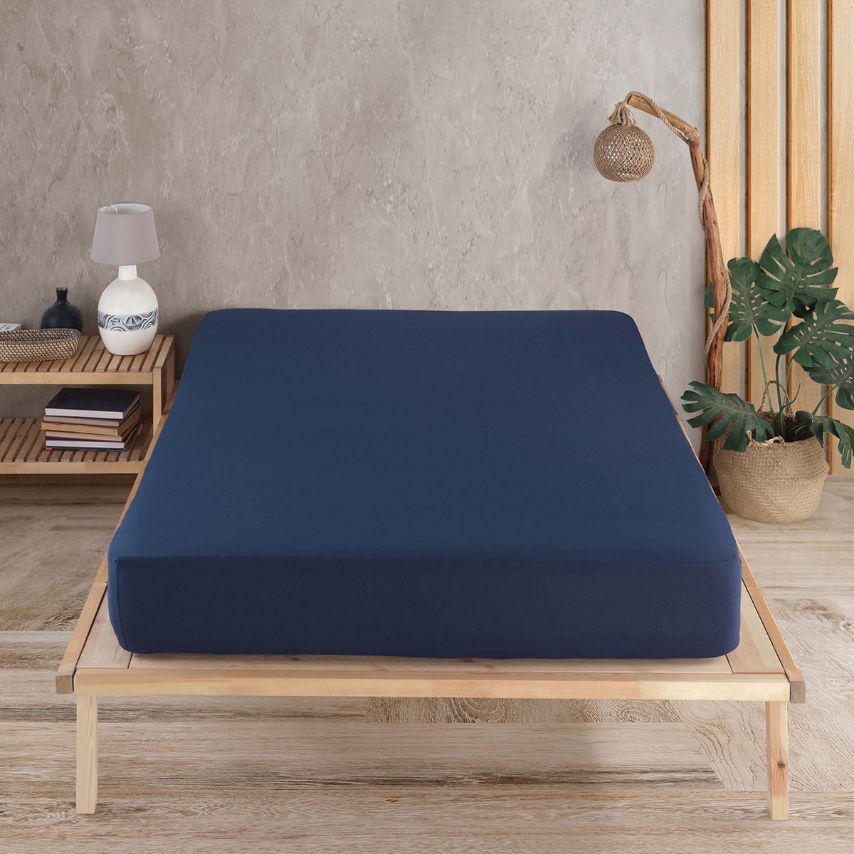 La'Moussawi ® Zacht en Ademend Katoenen Hoeslaken voor Optimaal Slaapcomfort 140 x 200 cm in Diepblauw