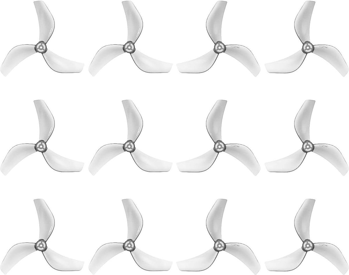 12 stuks Gemfan 2218 3-bladige propellers ultra-licht FPV drone propeller - 15 mm schachtgat - compatibel met 1104 7200KV borstelloze motor - Pavo20 Pro Frame - Transparant Grijs