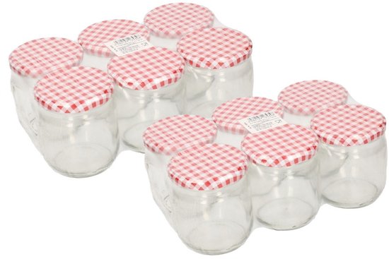 Bocaux à conserves/ pots de confiture - 12x - verre - 210 ml - couvercle à vis en métal - pots de conservation