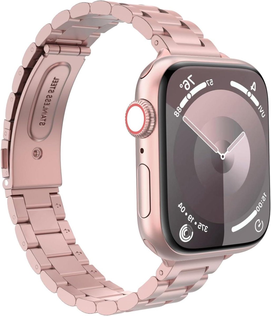 Slanke roestvrijstalen polsband voor Apple Watch 38 mm 40 mm 41 mm - Roze, geen edelsteen