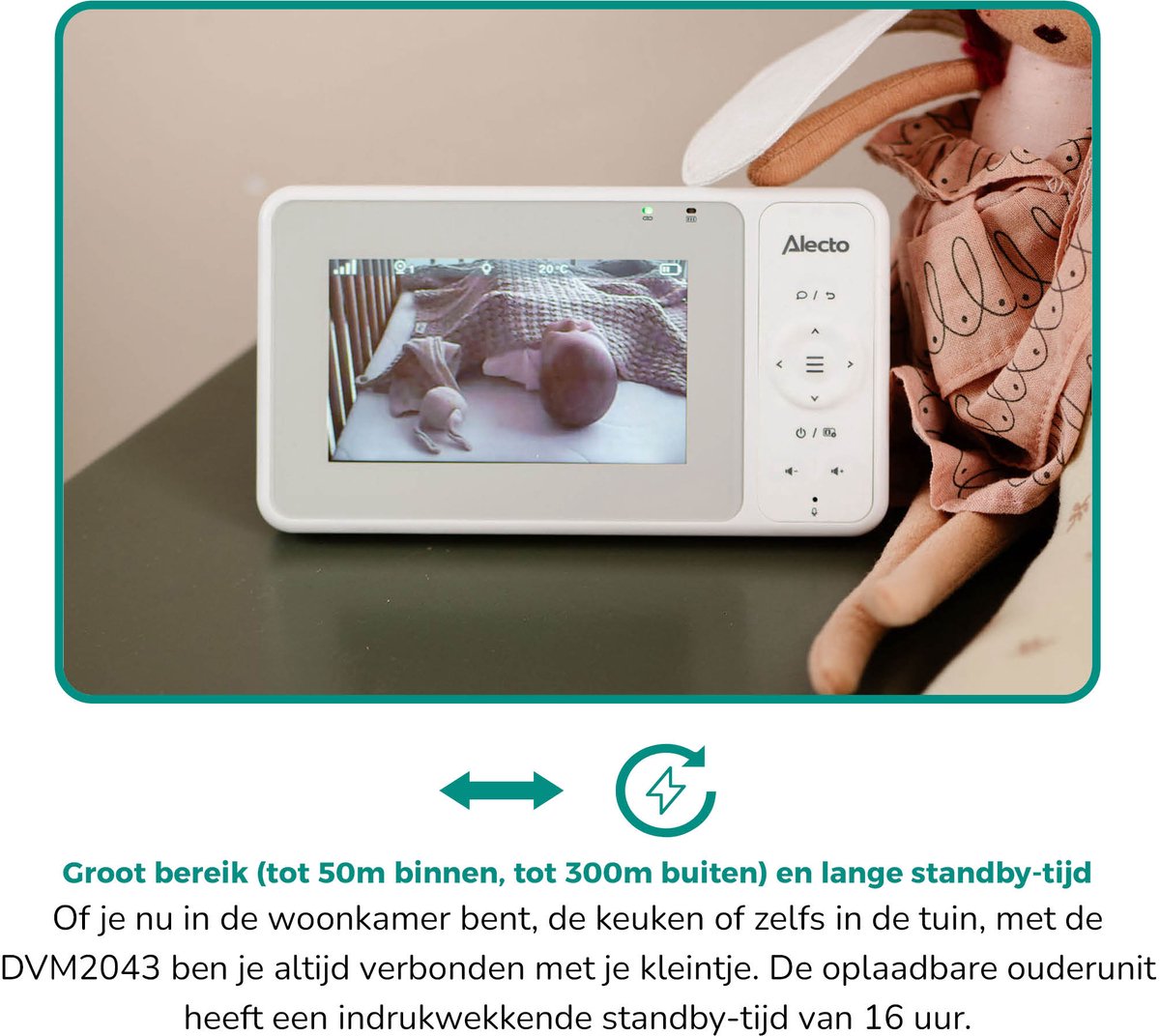 Alecto DVM2043 Babyfoon met Camera - 4.3 inch Scherm - afbeelding 2