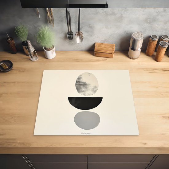 KitchenYeah® Inductie beschermer 59x52 cm - Beige - Japandi - Wabi sabi - Kookplaataccessoires - Afdekplaat voor kookplaat - Inductiebeschermer - Inductiemat - Inductieplaat mat - Keuken decoratie